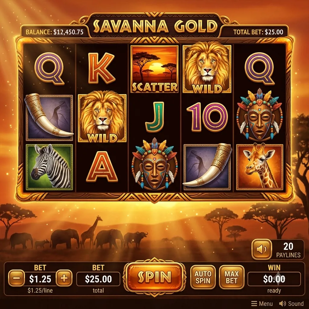 Слот Savanna Gold с африканскими животными и золотом